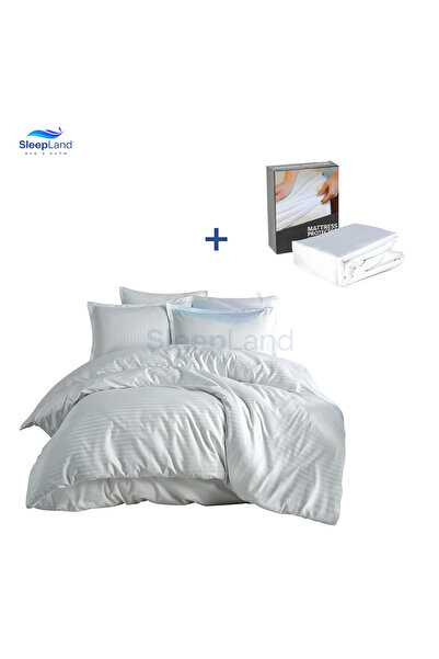 SLEEPLAN Hotel-style white bedspread set with pillowcase and mattress protector.