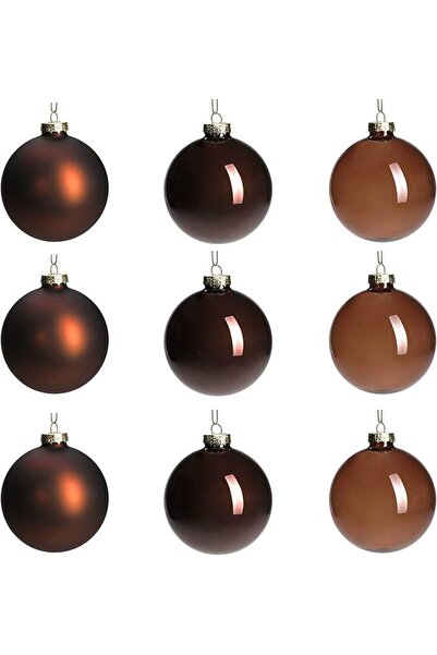 The Bros زينة كرات عيد الميلاد الزجاجية البنية، كرات معلقة بقطر 3.15 بوصة، مج...