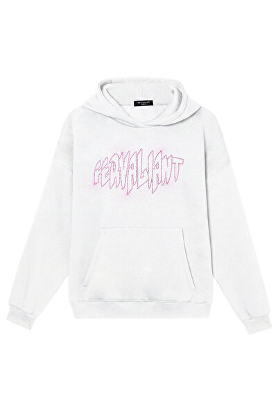 Fer Valiant سويت شيرت للجنسين من Pyramid Stone مطبوع قصة فضفاضة بغطاء رأس