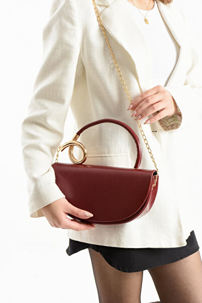 Adox Çanta Geantă de mână și de umăr pentru femei CİPRİ MODEL BORDO CU CATARAMĂ