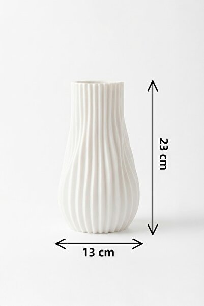 MEK Vază decorativă modernă cu linie curbată texturată albastră (23x13cm)