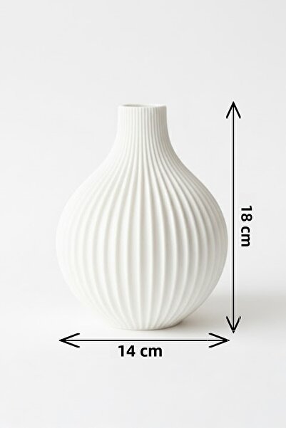 MEK Vază decorativă cu dungi verticale albastru (18x14cm)