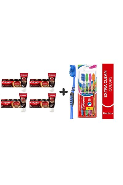 Colgate معجون أسنان أوبتك وايت للقهوة والشاي والتبغ 125 مل 4 قطع + فرشاة أسنا...