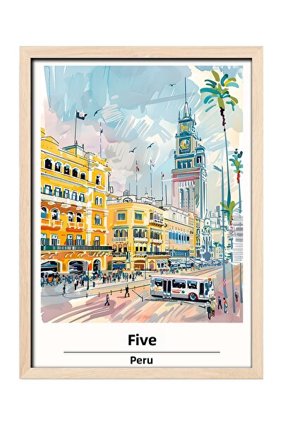 gxe.art Pictură decorativă de perete cu rama din lemn LIMA PERU