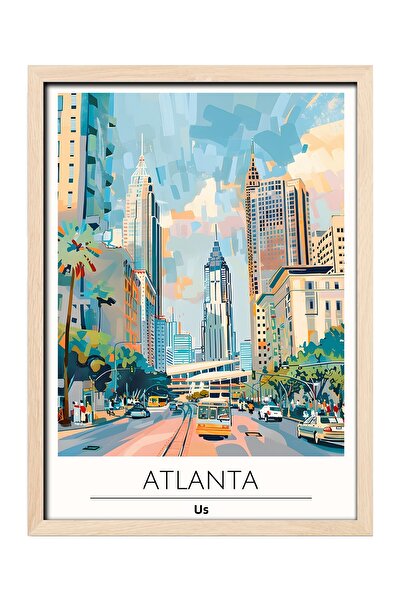 gxe.art ATLANTA SUA Pictură decorativă de perete cu rama din lemn