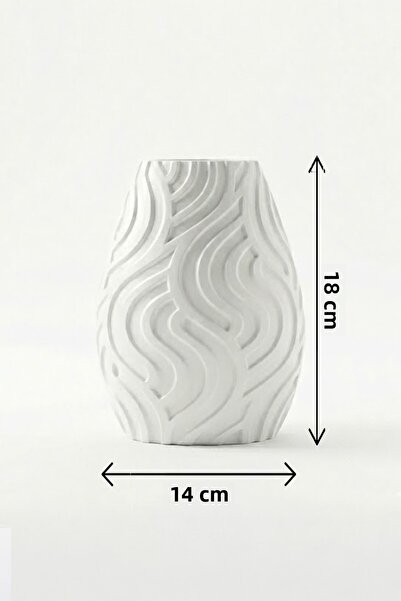 MEK Vază decorativă cu design în dungi albastru (18x14cm)