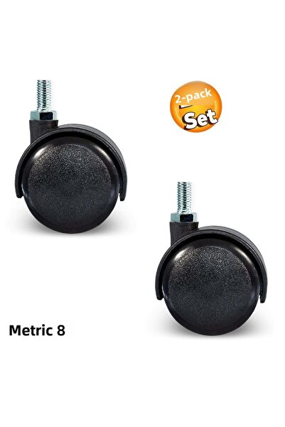 Depolife عجلة مفصلية سوداء M8 40x55 مم مع 8 براغي، عجلة أثاث، قطعتان