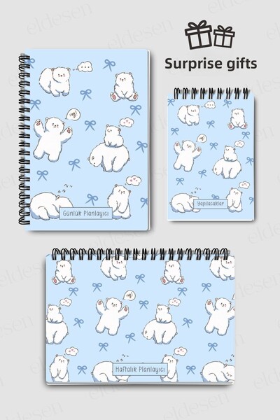 Eldesen Tasarım 3-Pack Planning Set, Daily Planner, Weekly Planner, To-Do, Academic Agenda