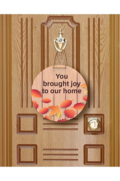 M&H Quality Rose Patterned Heart Figured Door Ornament with the Message: "You Brought Joy to Our Home" | 22.5 cm Mdf | Rope Hanger
