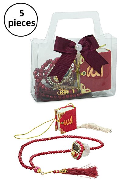ihvan online 5 Mevlüt Gifts with Bags - Zikirmatik Prayer Beads Mini Quran Se...