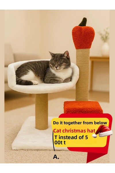 Komano Pontika 🍎   Stylish and Fun! Plush Cat Scratching and Resting Board with Carrot Detail – Compact and Comfortable 🐾