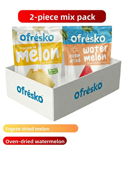 Ofrésko رقائق الفواكه المجففة - عبوة مزدوجة - البطيخ والخيار - وجبة خفيفة صحية