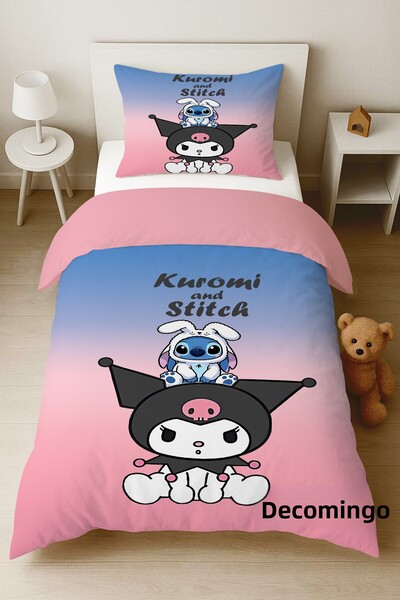 dekomingo طقم أغطية سرير لغرفة الأطفال بتصميم كورومي وستيتش (بدون ملاءات)