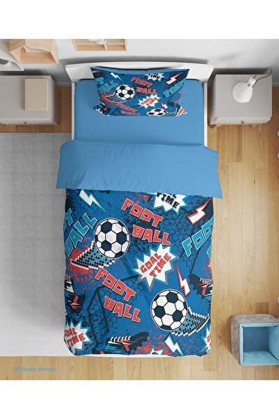 Erays Home Football Ball Themed 3D Digital Printed Single Person Sheetless Young Children's Bedding Set Sleeping Set