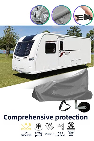 dokaca Gray Caravan Towbar Cover, Hitch Tarpaulin Protective Cover, Anti-Dust and Dirt, Waterproof