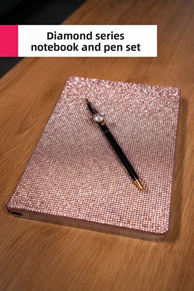 giftcrea دفتر أنيق مرصع بالألماس – غلاف صلب مقاس A5، 160 صفحة مسطرة