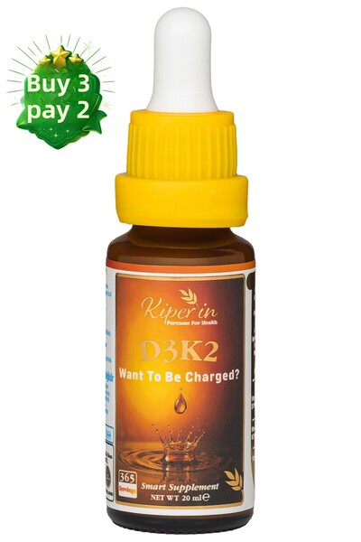 Kiperin D3K2 | Vitamin D3 (1000 Iu) & K2 (25Mcg) | Quality Content | Pureness for Health Principle | 365 Drops