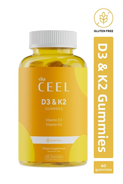 VitaCeel D3 K2 Vitamin Gummy, Orange Flavored, 60 Chewable Forms