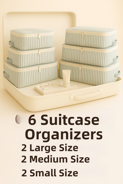 Spartek home textile Set de organizare pentru valiză de călătorie cu dungi, 6 piese, fără plasă - Set de geanți și pungi