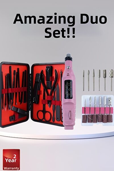 Lisinya Electric Manicure Pedicure Kit Set of Two 17 Pieces Nail Care Callus ...