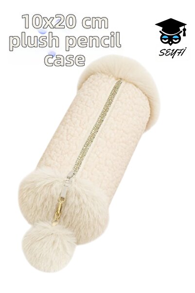 SEYFİKİRTASİYE suport pentru stilou de pluș geantă de machiaj 10x20 cm PRODUCȚIE INTERNĂ un singur compartiment volum mare