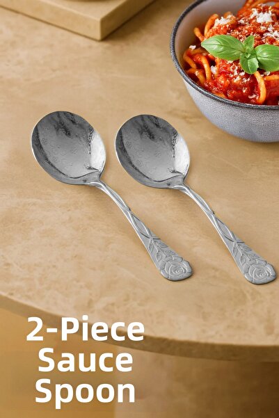 DORRY HOME Metal Silver 2-Piece Sauce Spoon-Spoon 13cm