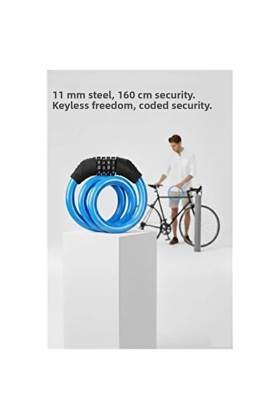 shopwave قفل دراجة مشفر، قفل دراجة نارية - كابل فولاذي آمن بدون مفتاح
