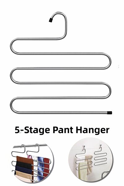 DORRY HOME 1 bucată de umeraș metalic pentru pantaloni și eșarfe, 5 straturi, 1 umeraș