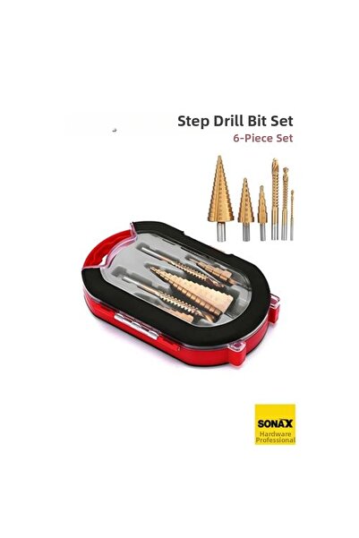 Fırsatkolik 6-Piece Titanium Coated Step Drill Bit Set – for Metal, Wood, and...