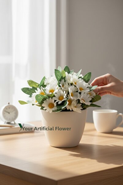 YAPAY ÇİÇEKÇİNİZ ديزي اصطناعي في وعاء أبيض