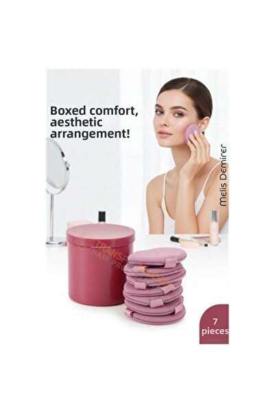 Skygo مجموعة من 7 قطع من قطن المكياج - ناعمة الملمس، مع صندوق تخزين مغلق، للب...