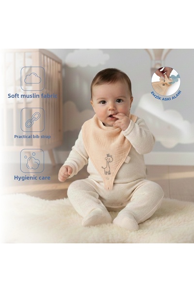 Babyjem مريلة موسلين مع حزام مصاصة