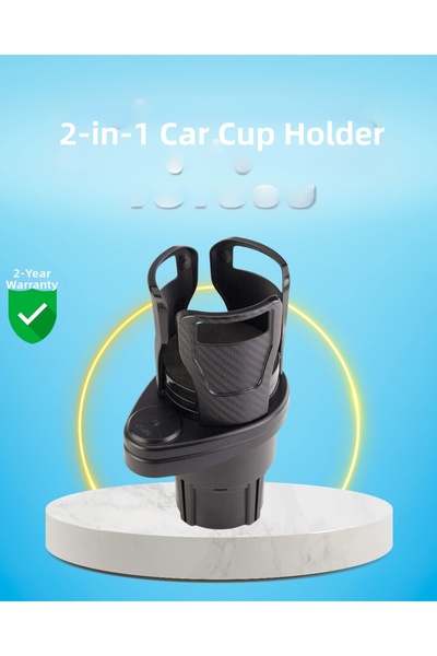 MericLine Double Car Cup Holder Carbon Fiber Look 360 °   Adjustable