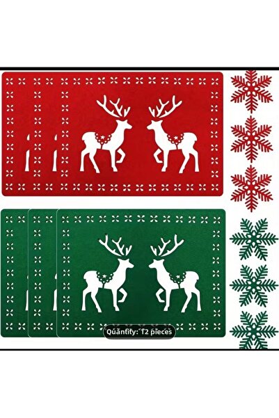 Diva Home New Year's American Felt Serving Set 12 Pieces Red