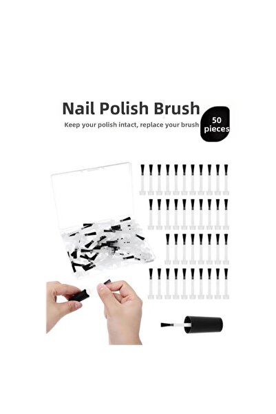 Fırsatkolik Replacement Nail Polish Brush Set of 50 with Applicator - Nail Po...