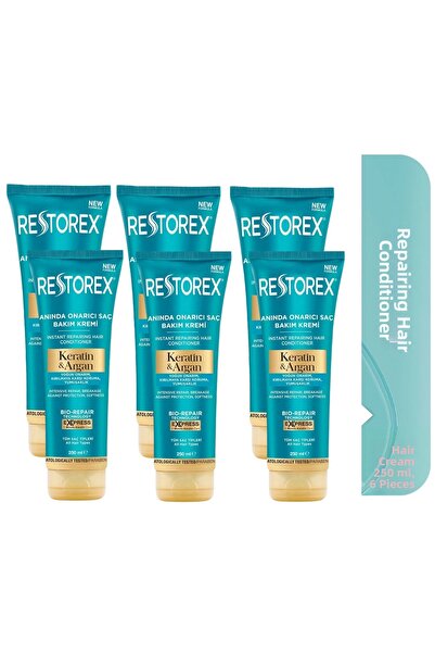 Restorex Keratin & Argan Repairing Hair Care Cream 6X250 ml - Damaged and Treated Hair