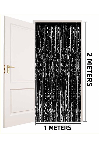 Skygo Black Color Extra Metallized Shiny Fringed Background Curtain Imported ...