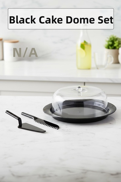 Hangora طقم صينية تقديم الكيك من الأكريليك باللون الأسود غير اللامع - 33 × 39...