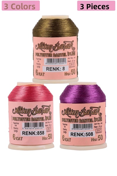 Marsilyan 3 قطع من طلاء Altınbaşak وخيط الدانتيل 20 جرام - رويالكس - رقم: 858...
