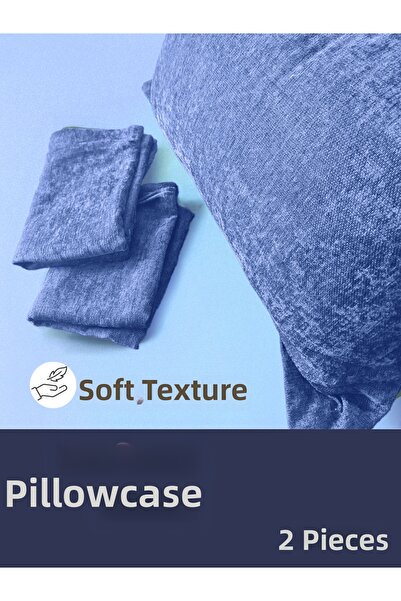Piyes Home Navy Blue Oxford Pillowcase 2-Piece Set, Soft Textured, with Flap