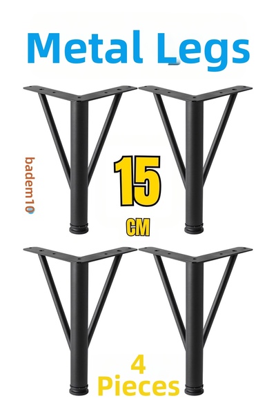 Badem10 Triangle 15cm Black 4Pcs Metal Furniture Leg Modern Armchair Sofa Durable Tv Unit Leg Feet