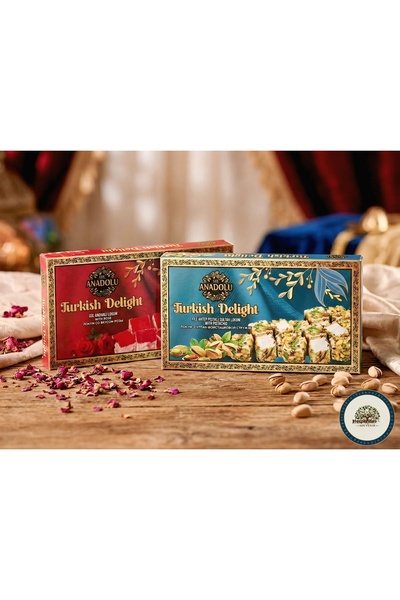 ANADOLUU 2-Pack of Fresh Turkish Delight with Roses and Pistachios