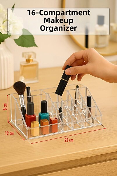 Generic Brand Organizator transparent pentru machiaj cu 16 compartimente 12×2...