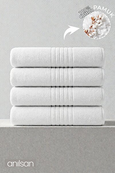 Anılsan مناشف حمام مكونة من 4 قطع - 70 × 140 سم، 475 جرام، 100% قطن، مناشف سبا وفنادق، مناسبة للاستخدام اليومي