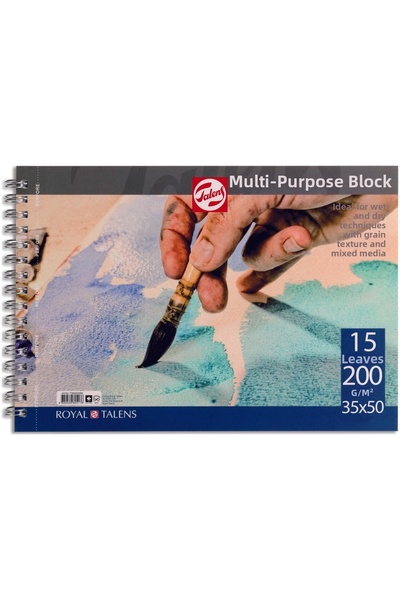 Talens دفتر رسم متعدد الأغراض 35 × 50 - 200 جرام - 15 ورقة - حلزوني