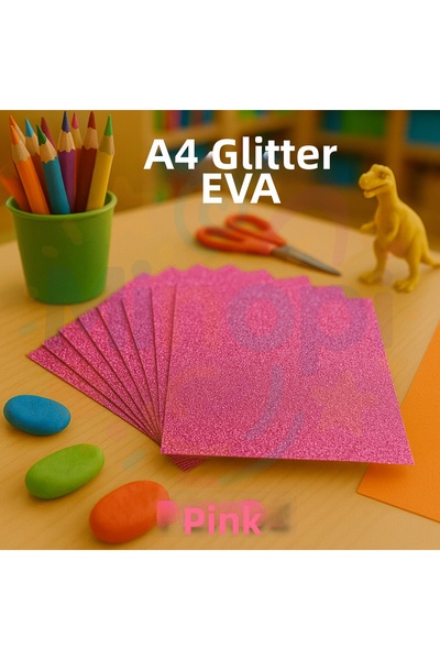 Minopi إسفنجة EVA لامعة مقاس A4 باللون الوردي، مجموعة من 10 قطع، مواد يدوية الصنع للمدرسة والهوايات