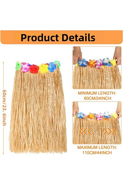 lowell home تنورة هولا على طراز هاواي - تنورة من القش الطبيعي بطول 60 سم