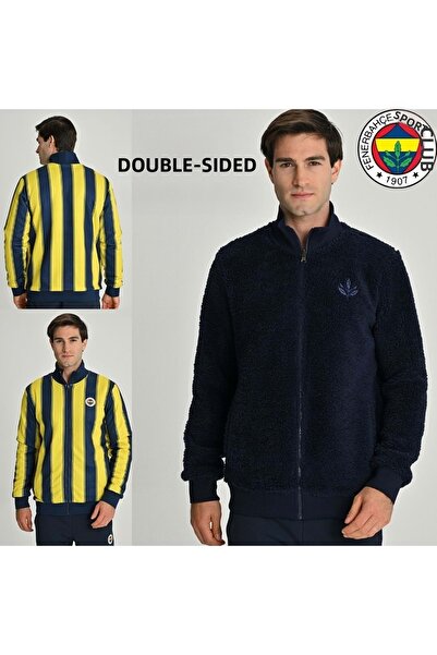 Fenerbahçe S.K. 25/26 Tribün Rod Double-Sided Men's Plush Jacket Dark Blue