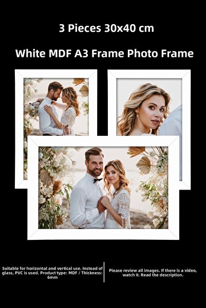 YEDİART 3 Pieces 30X40 Frame - Mdf Frame - Photo Frame - A3 Poster Frame