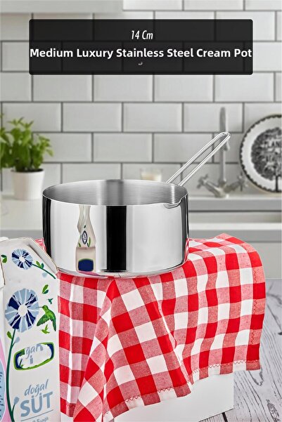 Generic Brand 14 cm Medium Luxury Stainless Steel Milk Bowl & Sauce Bowl & Ca...